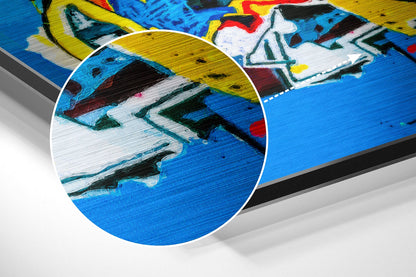 Blue Screaming Face Brushed Aluminum Dibond Wall Art