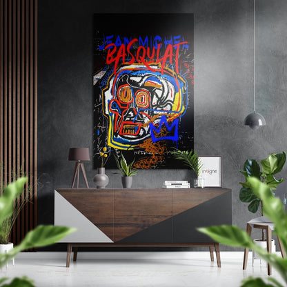 Colorful Line Skull Brushed Aluminum Dibond Wall Art