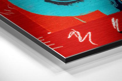 Turquoise Dollar Sign on Red Brushed Aluminum Dibond Wall Art