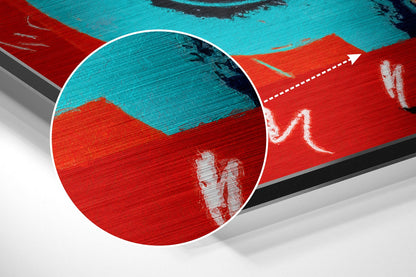Turquoise Dollar Sign on Red Brushed Aluminum Dibond Wall Art