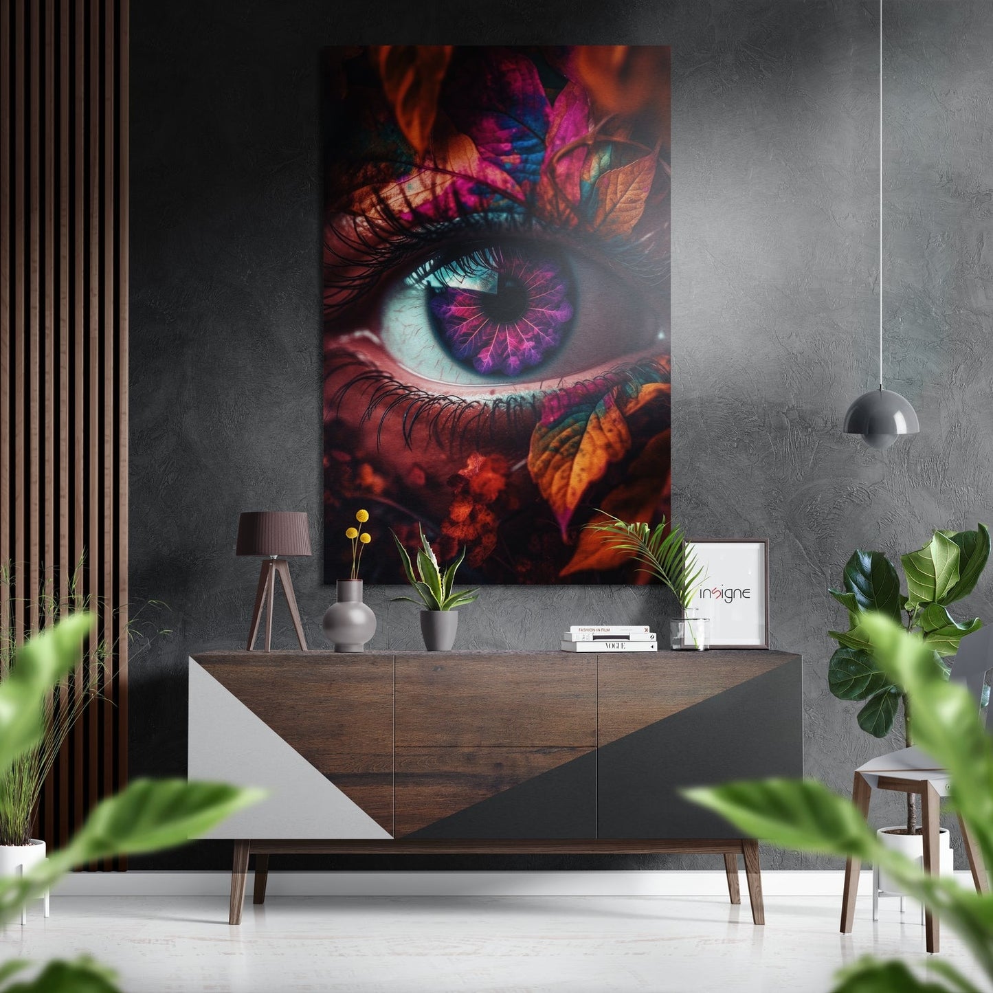 Autumn Leaves Magenta Eye Brushed Aluminum Dibond Wall Art