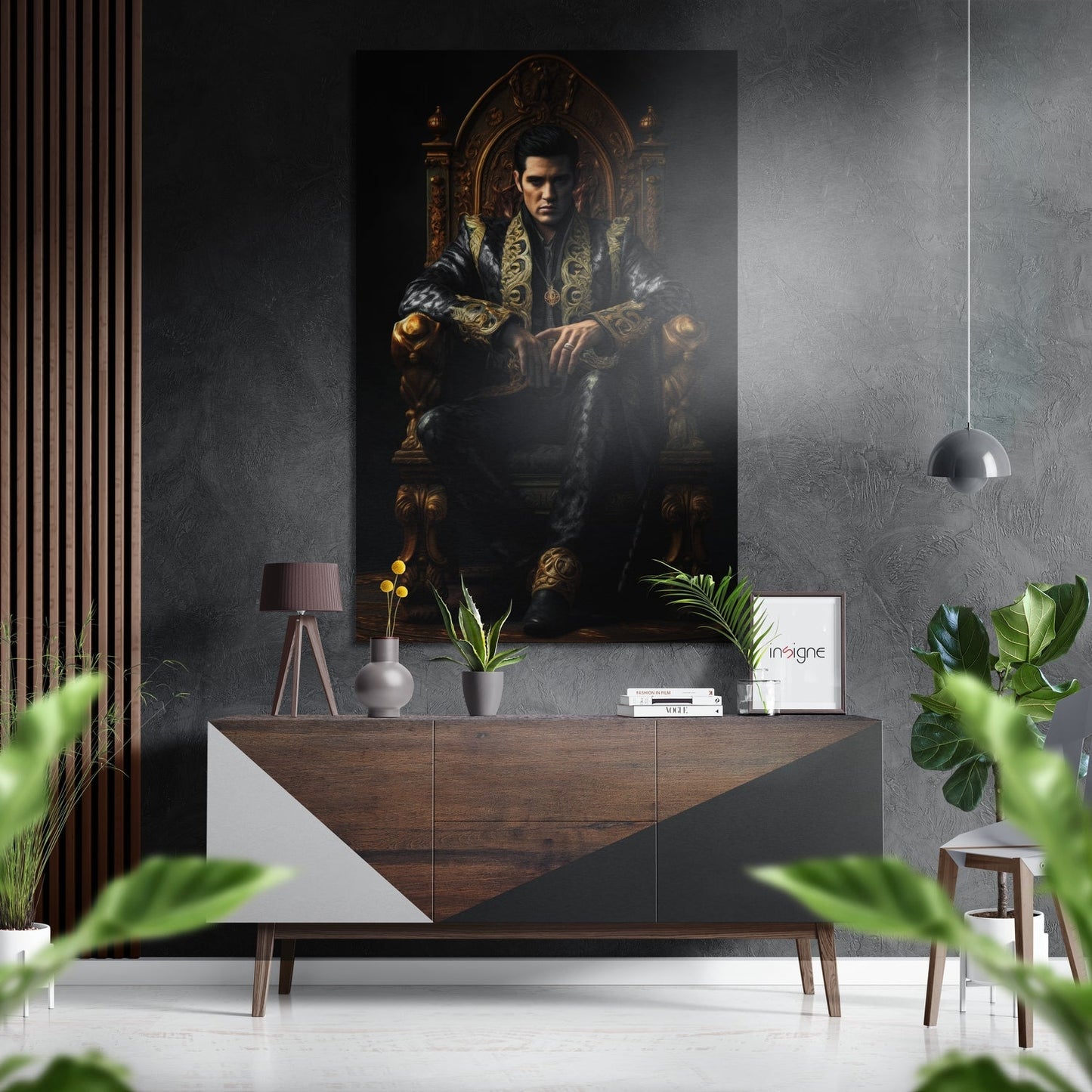 Rock Idol on Throne Brushed Aluminum Dibond Wall Art