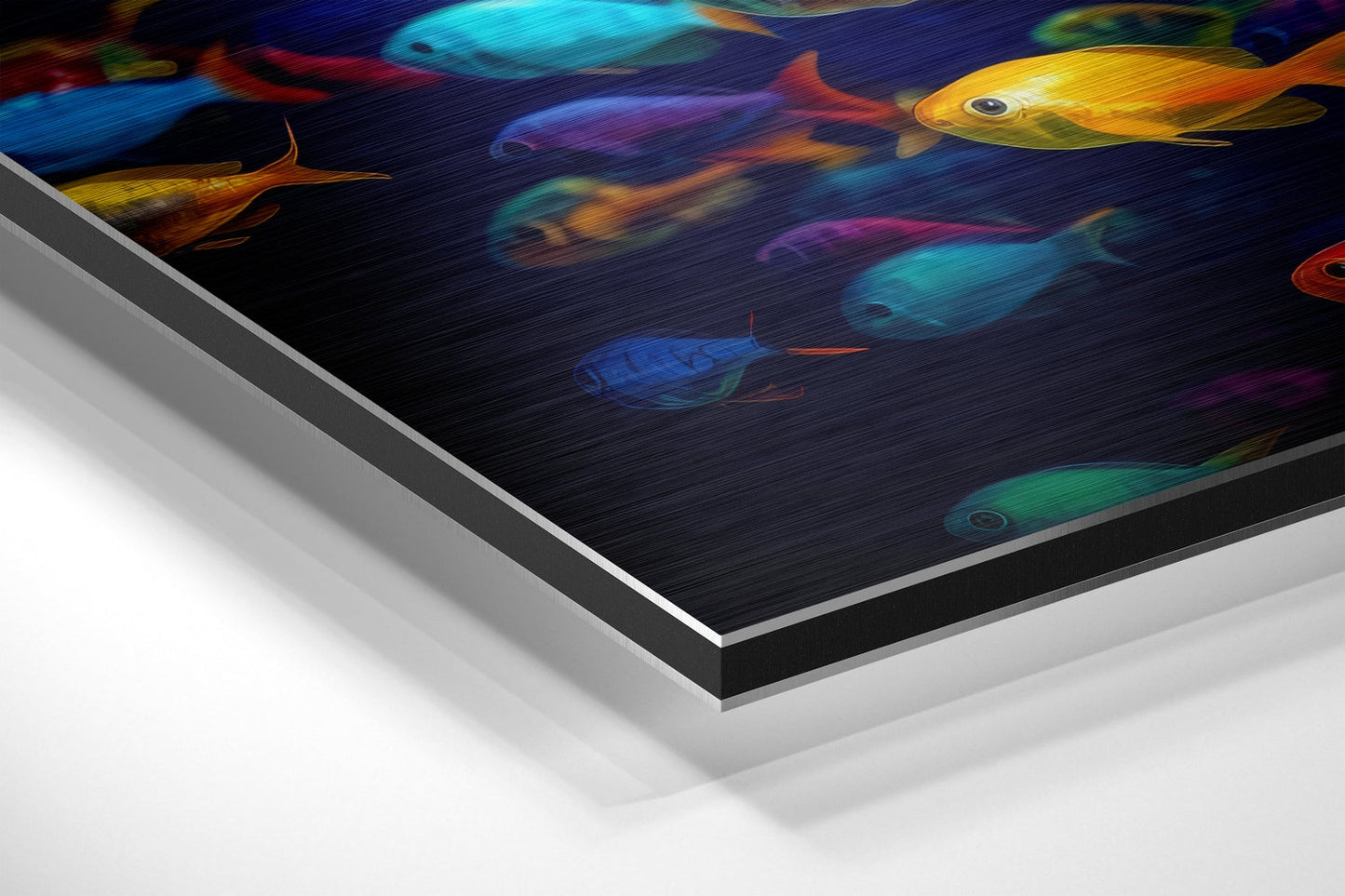 Rainbow Shoal of Tropical Fish Brushed Aluminum Dibond Wall Art