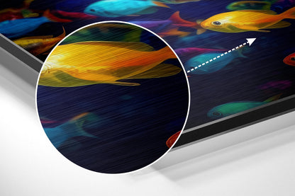 Rainbow Shoal of Tropical Fish Brushed Aluminum Dibond Wall Art