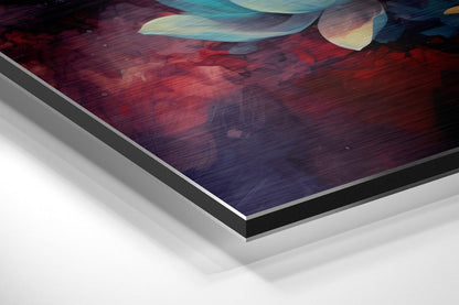 Meditating Buddha with Lotus Blooms Brushed Aluminum Dibond Wall Art