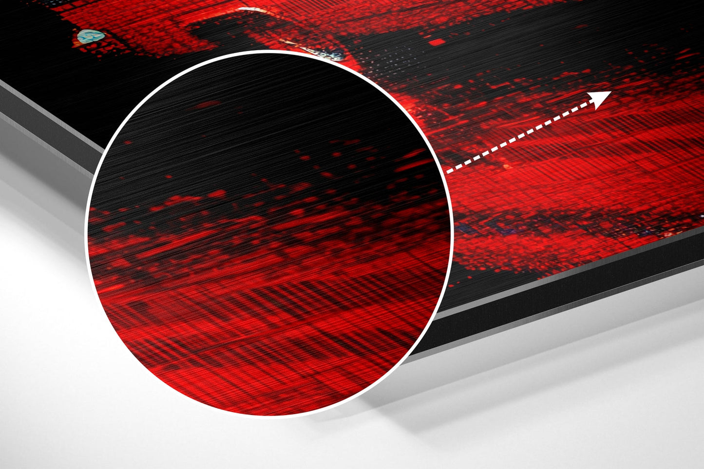 Red Fifties Cruiser Pixel Glitch Brushed Aluminum Dibond Wall Art