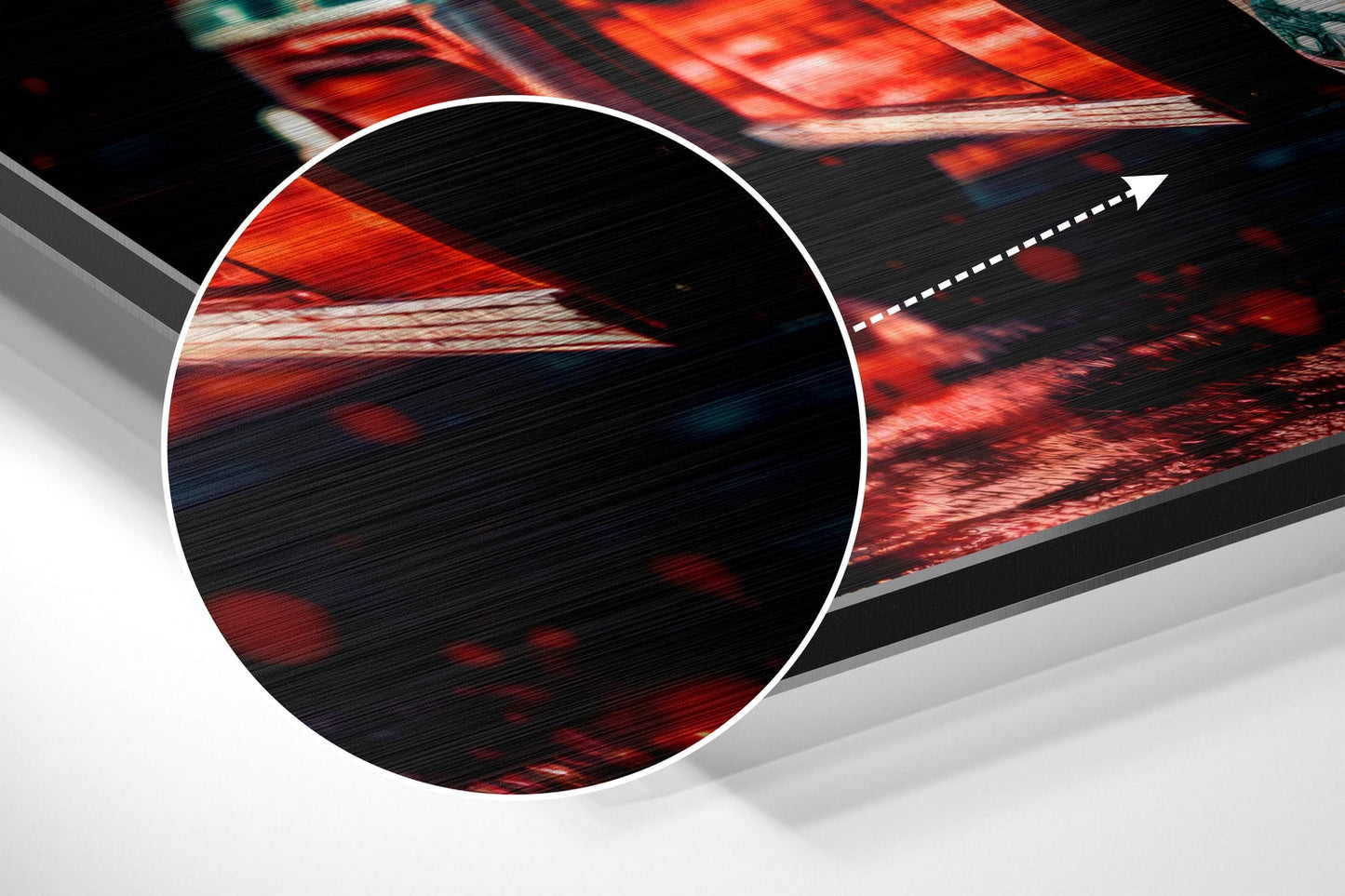 Red Retro Sedan Paint Splatter Brushed Aluminum Dibond Wall Art