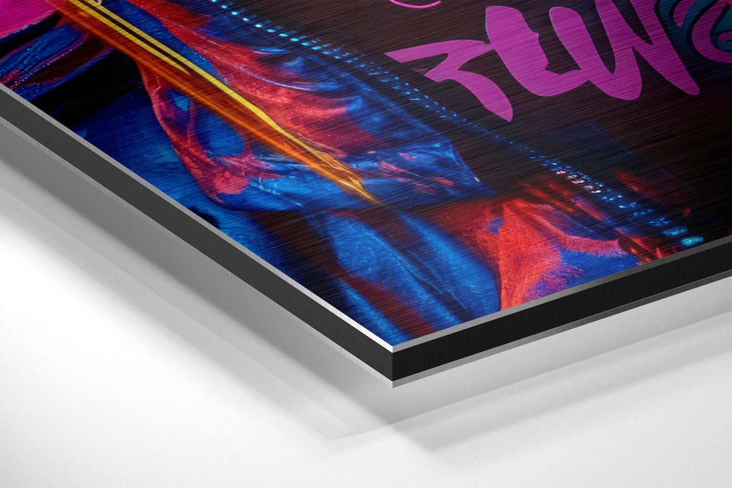 Magenta Neon Graffiti Woman Brushed Aluminum Dibond Wall Art