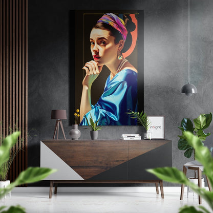 Girl with a Pearl Earring Rainbow Turban Brushed Aluminum Dibond Wall Art