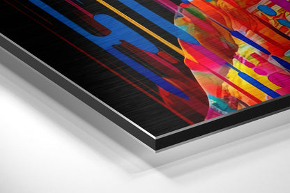Colorful Streak Profile Woman Brushed Aluminum Dibond Wall Art