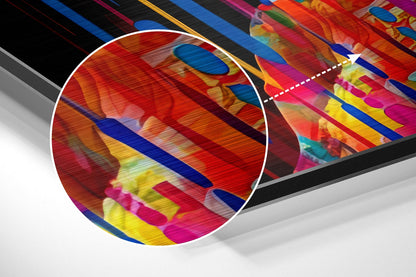Colorful Streak Profile Woman Brushed Aluminum Dibond Wall Art