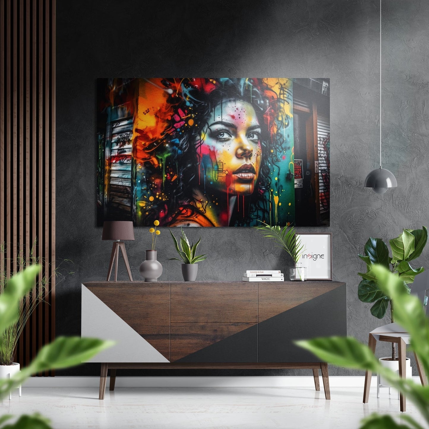 Street Art Freckled Woman Brushed Aluminum Dibond Wall Art