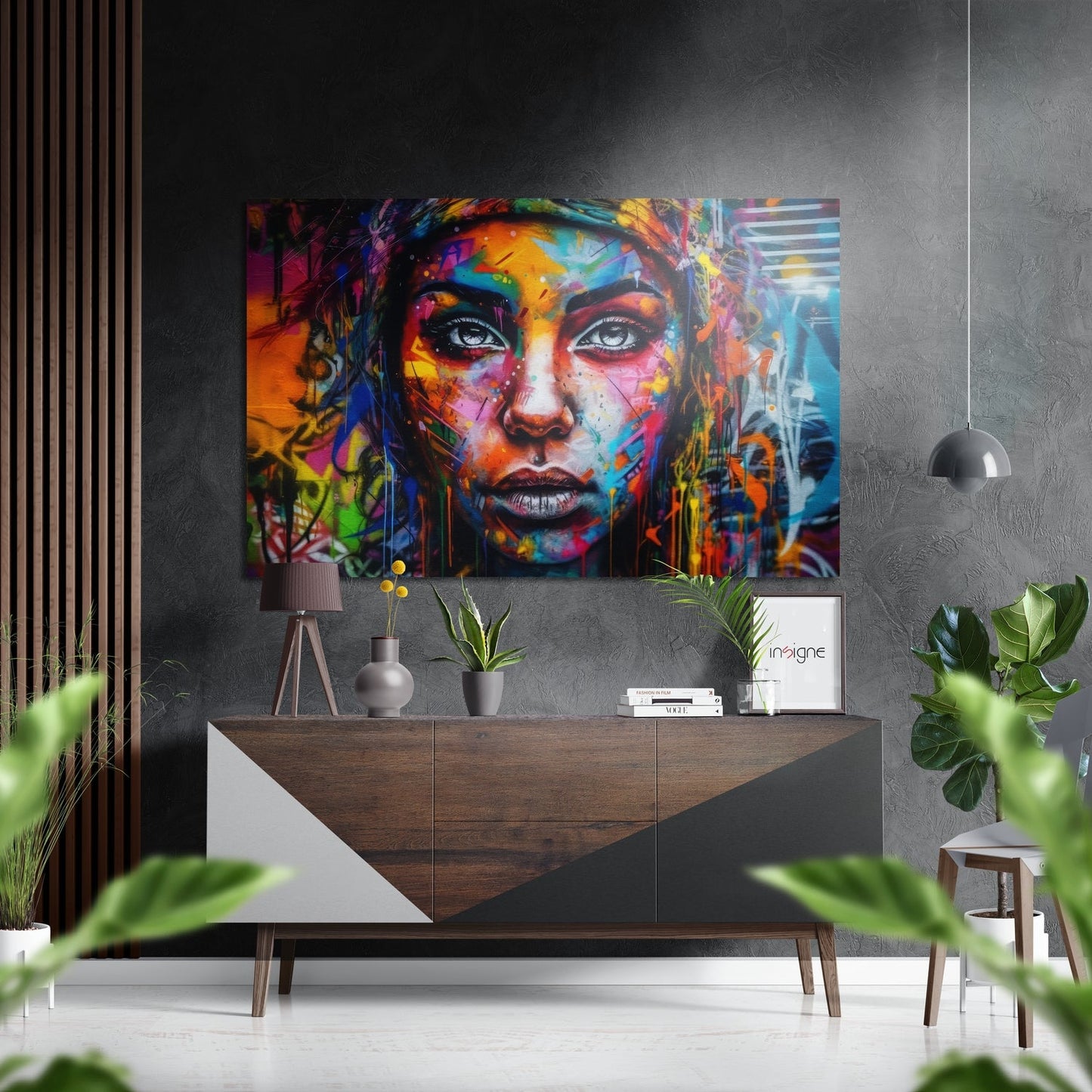 Bold Gaze Graffiti Woman Brushed Aluminum Dibond Wall Art