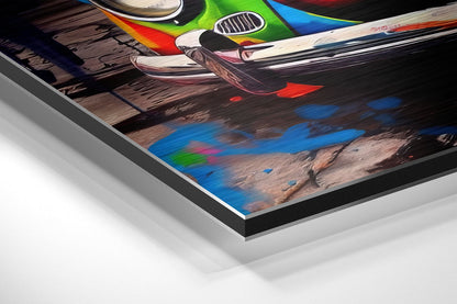 Classic Compact Car  Brushed Aluminum Dibond Wall Art