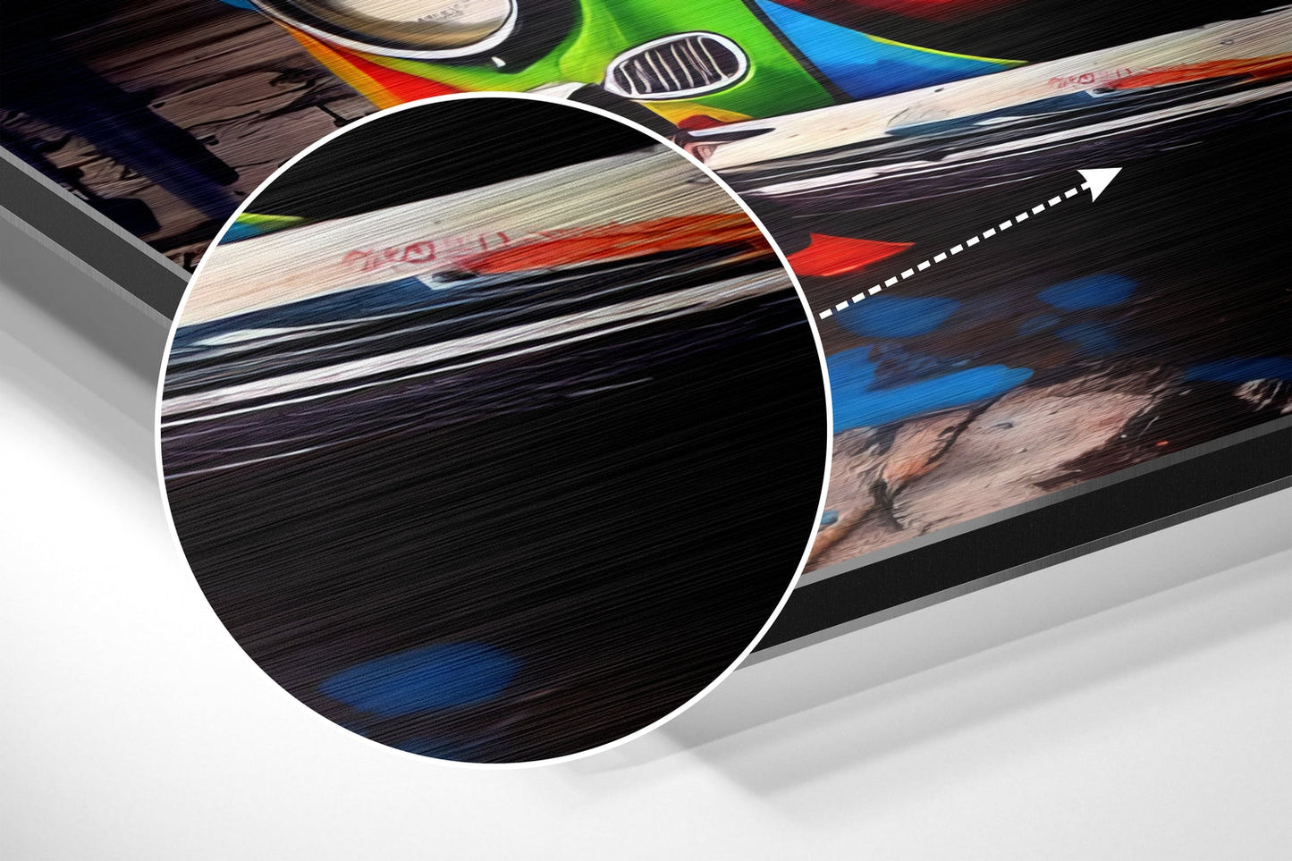 Classic Compact Car  Brushed Aluminum Dibond Wall Art