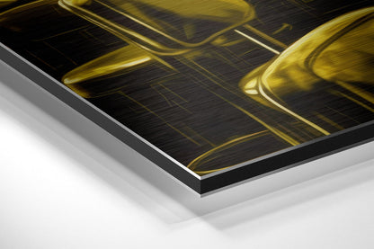 Golden Diner Bar Woman Brushed Aluminum Dibond Wall Art