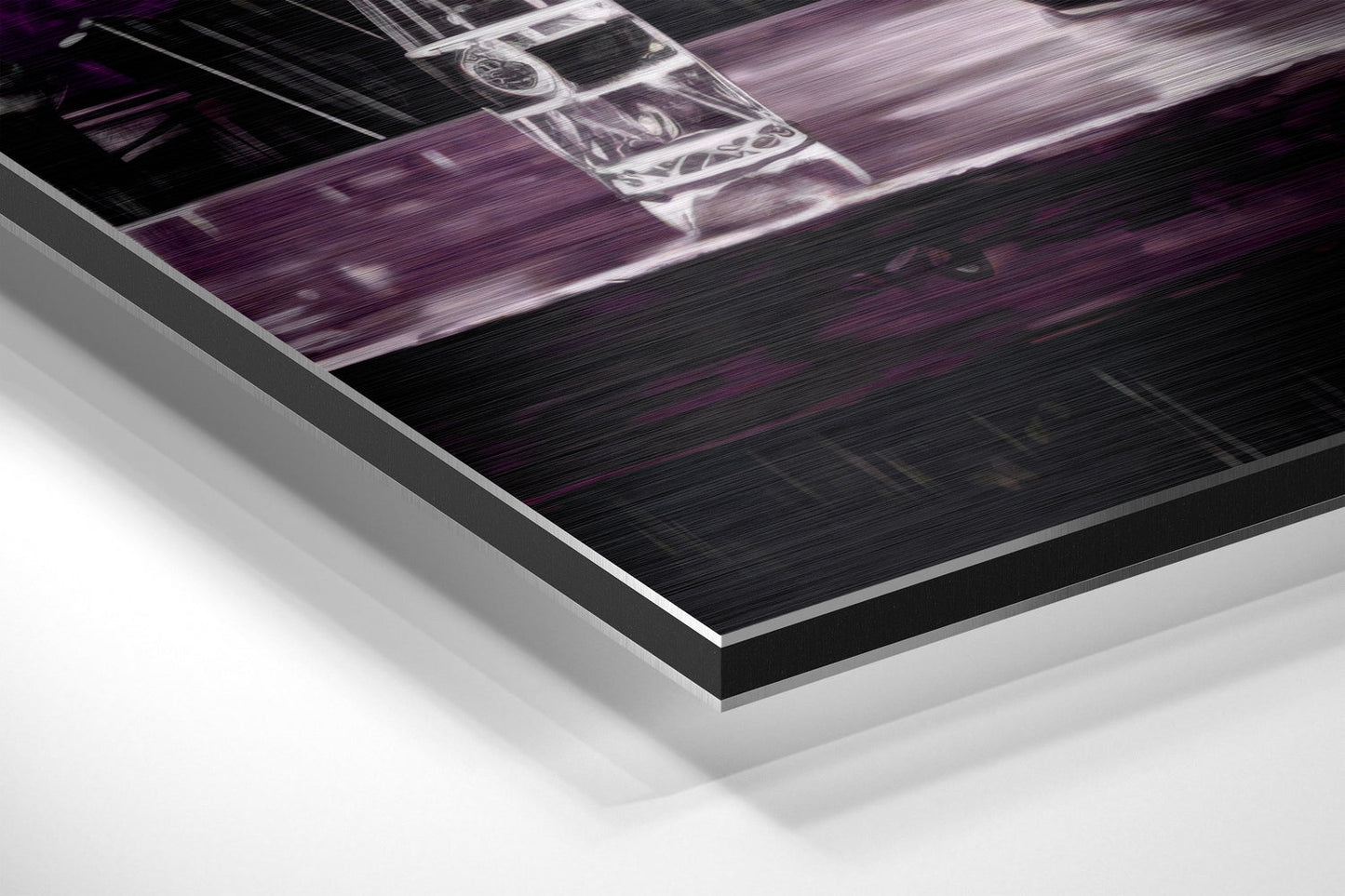 Violet Satin Woman at Bar Brushed Aluminum Dibond Wall Art