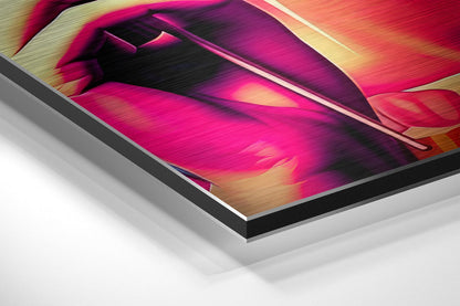Magenta Pop Woman Orange Lollipop Brushed Aluminum Dibond Wall Art