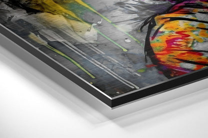 Magenta Graffiti Red Frame Shades Brushed Aluminum Dibond Wall Art