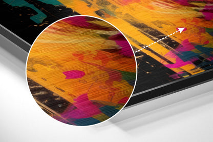 Amber Lens Shades Teal Splatter Brushed Aluminum Dibond Wall Art