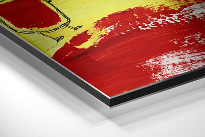 Kandinsky Red Spiral Scribble Brushed Aluminum Dibond Wall Art