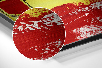 Kandinsky Red Spiral Scribble Brushed Aluminum Dibond Wall Art