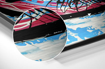 Kandinsky Black Drip Lines Primary Brushed Aluminum Dibond Wall Art