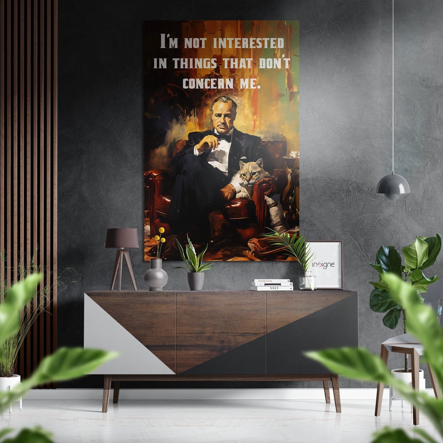 Tuxedo Man With Cat Quote Poster Brushed Aluminum Dibond Wall Art