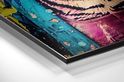 Graffiti Jacket Tiger Teal Sunglasses Brushed Aluminum Dibond Wall Art