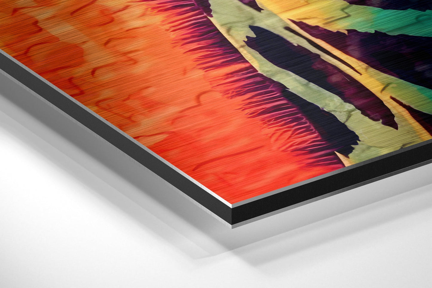 Vivid Neon Giraffe Purple Shades Brushed Aluminum Dibond Wall Art