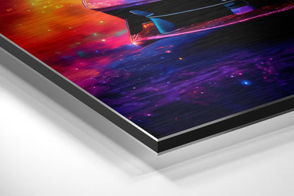 Neon Nebula Galaxy Sports Car Brushed Aluminum Dibond Wall Art