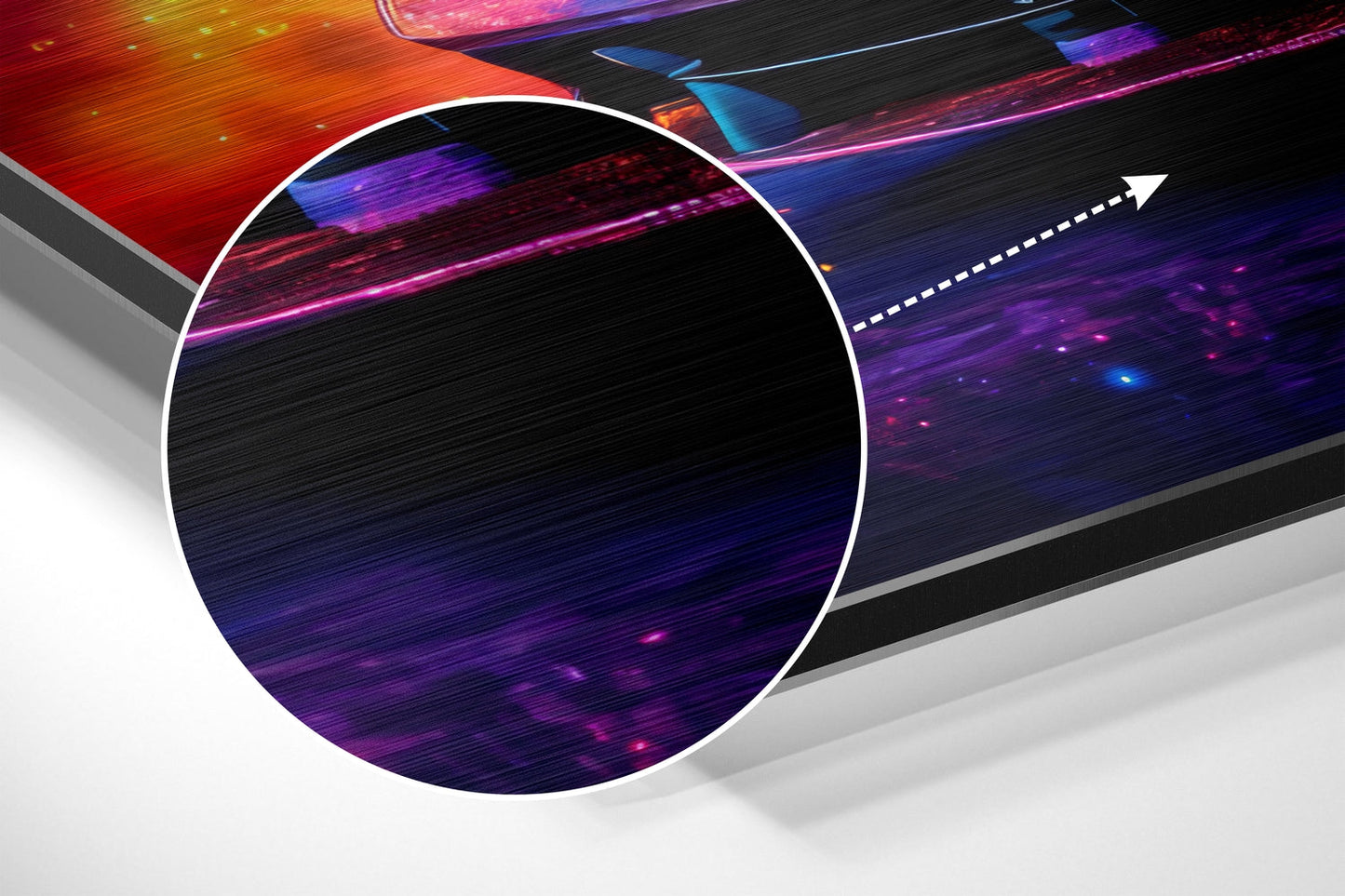 Neon Nebula Galaxy Sports Car Brushed Aluminum Dibond Wall Art
