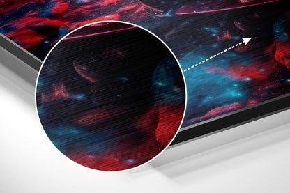 Red Sports Car Teal Pink Cosmic Dust Brushed Aluminum Dibond Wall Art