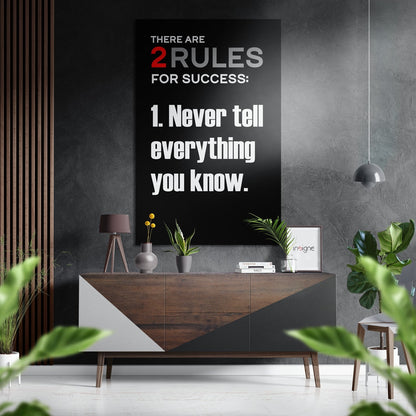 Two Rules for Success Black Quote Brushed Aluminum Dibond Wall Art