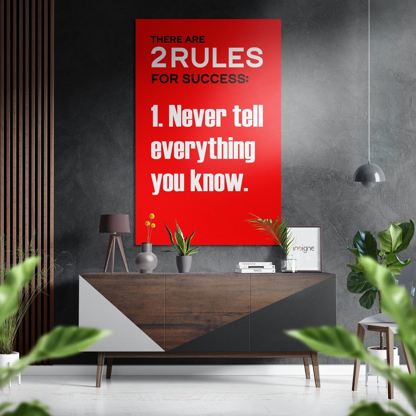 Two Rules for Success Red Quote Brushed Aluminum Dibond Wall Art