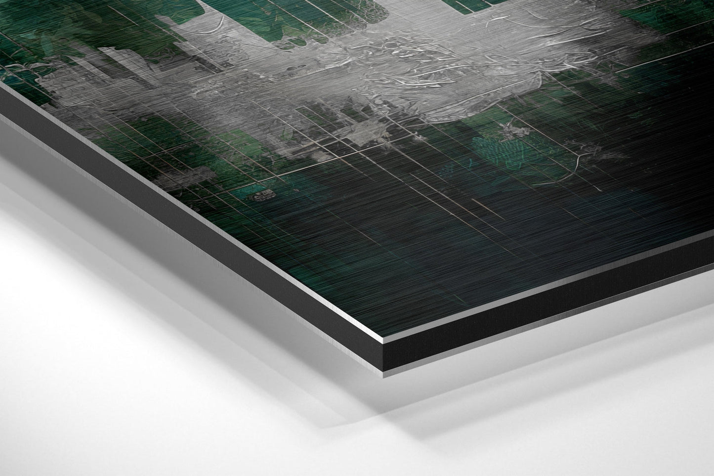 Emerald Mist City Skyline Brushed Aluminum Dibond Wall Art