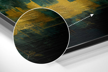 Golden Green City Skyline Brushed Aluminum Dibond Wall Art