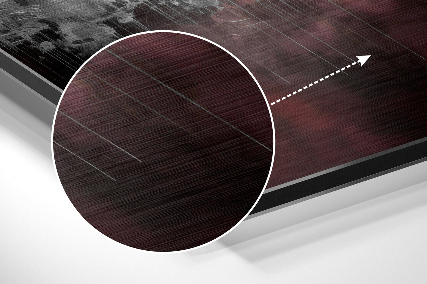 Burgundy Reflected City Skyline Brushed Aluminum Dibond Wall Art