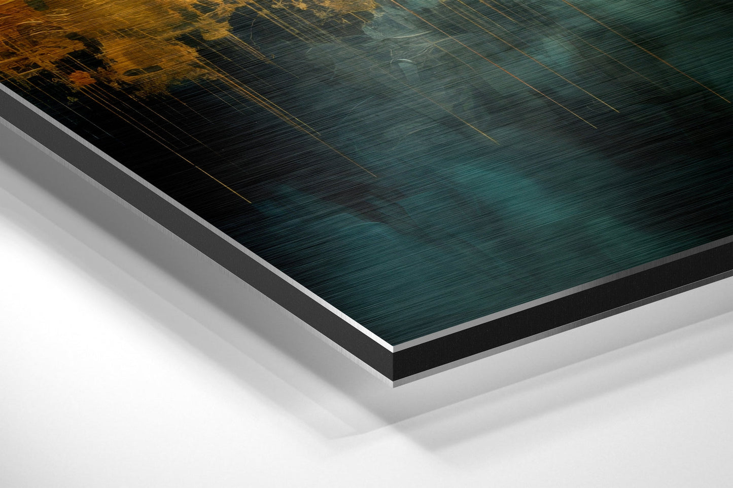 Golden Teal City Skyline Brushed Aluminum Dibond Wall Art