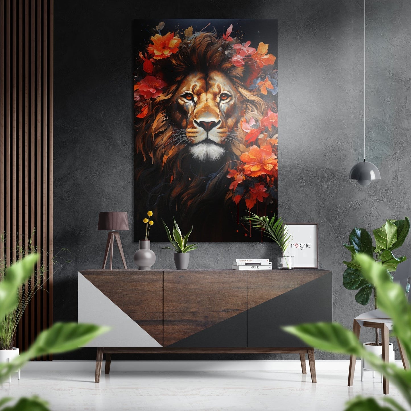 Golden Lion Mane Orange Flowers Brushed Aluminum Dibond Wall Art