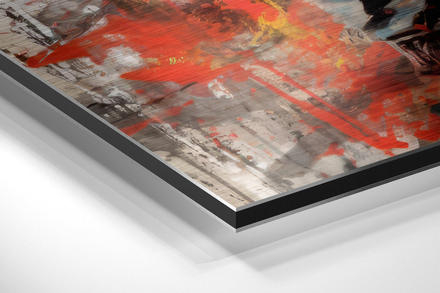 Red Splatter Boxer in Guard Stance Brushed Aluminum Dibond Wall Art