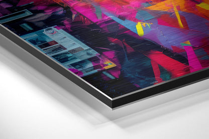 Neon Graffiti Wall Flexing Boxer Brushed Aluminum Dibond Wall Art