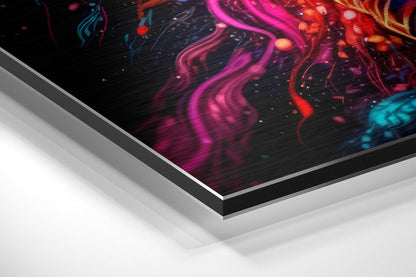 Neon Paint Swirl Astronaut Brushed Aluminum Dibond Wall Art