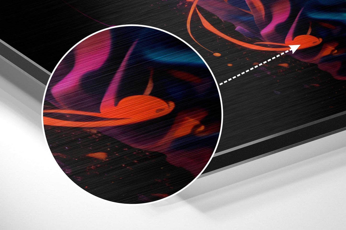 Rainbow Burst on Black Astronaut Brushed Aluminum Dibond Wall Art