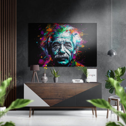 Rainbow Paint Splash Genius Portrait Brushed Aluminum Dibond Wall Art