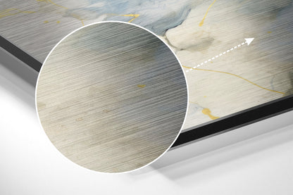 Navy Blue and Gold Marble Ink Brushed Aluminum Dibond Wall Art