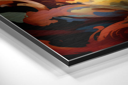Golden Dragon In Pastel Clouds Brushed Aluminum Dibond Wall Art