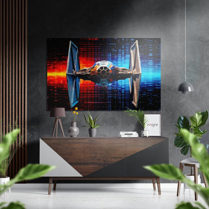 Digital Glitch Stripes Starfighter Brushed Aluminum Dibond Wall Art
