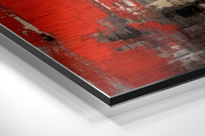 Red Accent Abstract City Walkers Brushed Aluminum Dibond Wall Art