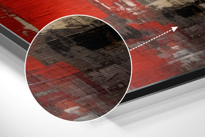 Red Accent Abstract City Walkers Brushed Aluminum Dibond Wall Art